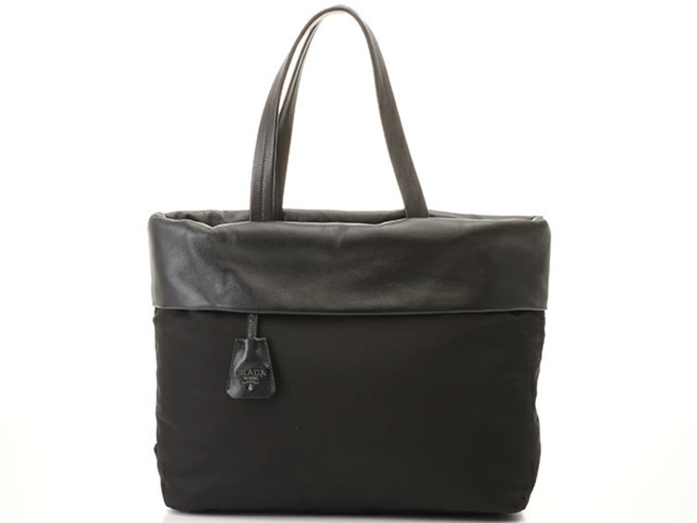 Prada Tote Tessuto Saffiano bag leather black AH